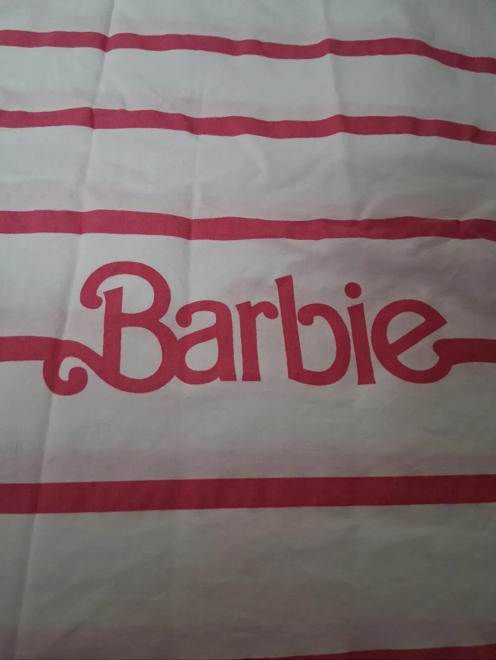 2pc Set Of Barbie Pink And White Striped Standard Size  Pillowcases.